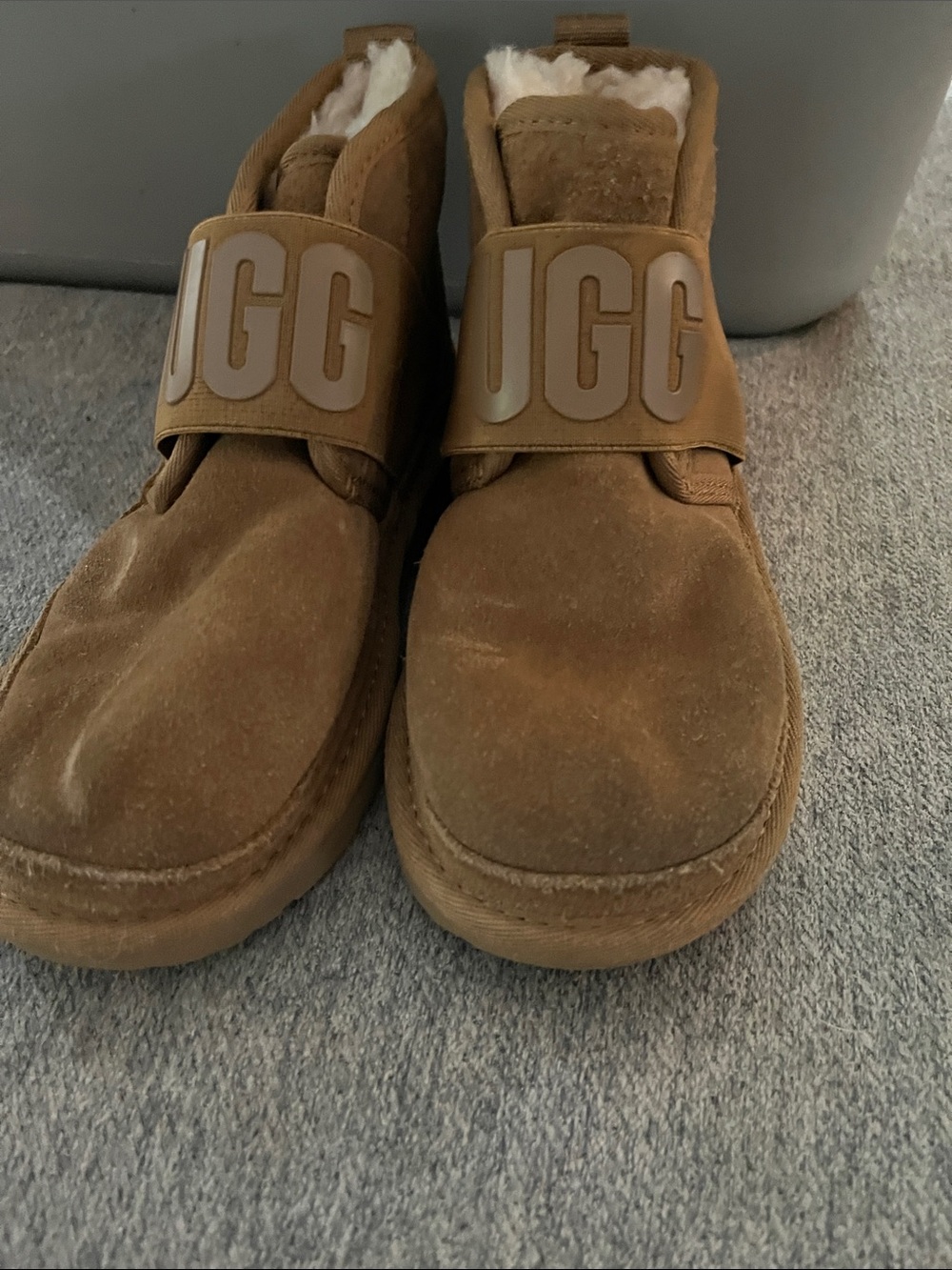 UGG Chestnut Suede Logo Strap Cozy Slip-Ons